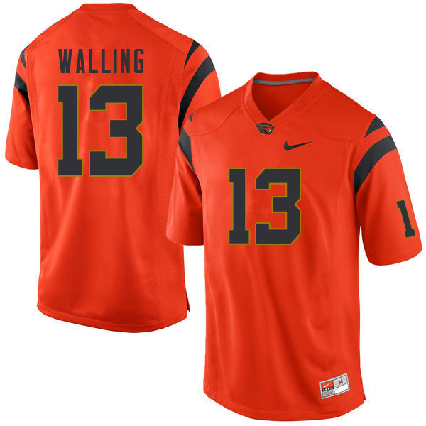 Men #13 Junior Walling Oregon State Beavers College Football Jerseys Sale-Orange